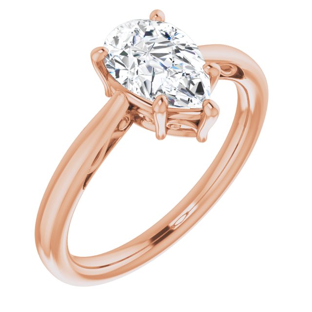 10K Rose Gold Customizable Pear Cut Solitaire with 'Incomplete' Decorations