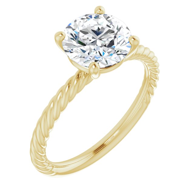 18K Yellow Gold Customizable [[Cut] Cut Solitaire featuring Braided Rope Band