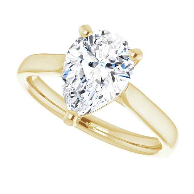 Cubic Zirconia Engagement Ring- The India (Customizable Cathedral-Prong Pear Cut Solitaire)
