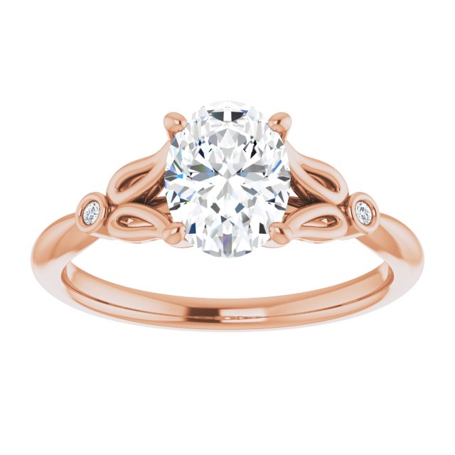 Cubic Zirconia Engagement Ring- The Dayanny (Customizable 3-stone Oval Cut Design with Thin Band and Twin Round Bezel Side Stones)