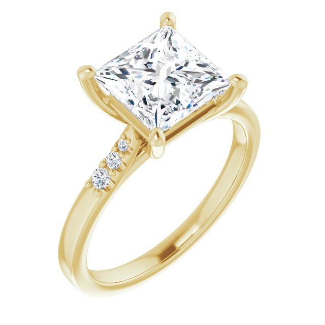 Cubic Zirconia Engagement Ring- The Kayla Love (Customizable 7-stone Princess/Square Cut Cathedral Style with Triple Graduated Round Cut Side Stones)