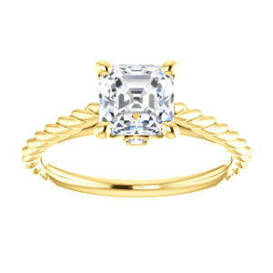 Cubic Zirconia Engagement Ring- The Lolita (Customizable Asscher Cut Style with Braided Metal Band and Round Bezel Peekaboo Accents)