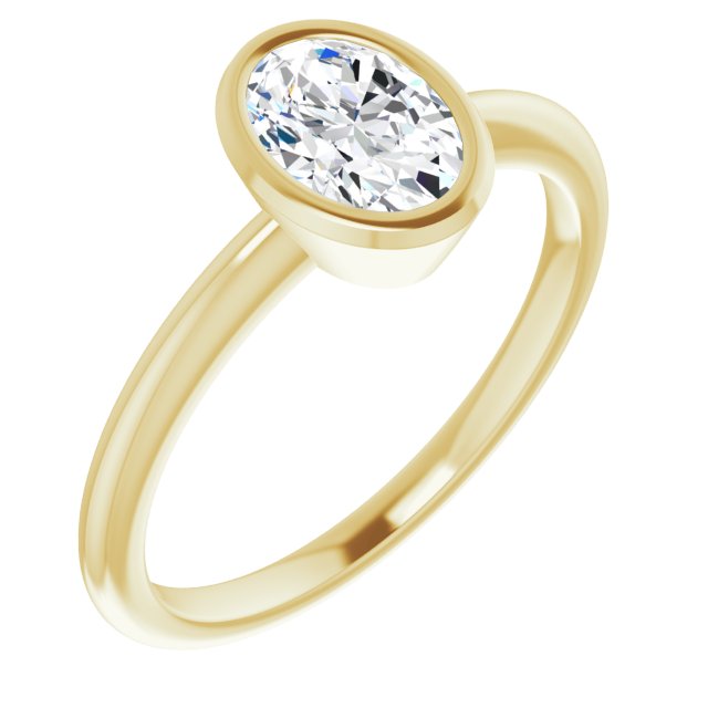 10K Yellow Gold Customizable Bezel-set Oval Cut Solitaire with Thin Band