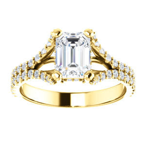 Cubic Zirconia Engagement Ring- The Marilyn (Customizable Cathedral-set Radiant Cut Center with Split-Pavé Band and Prong Accents)