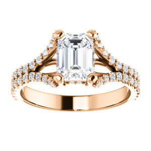 Cubic Zirconia Engagement Ring- The Marilyn (Customizable Cathedral-set Radiant Cut Center with Split-Pavé Band and Prong Accents)