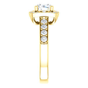 CZ Wedding Set, featuring The Payton engagement ring (Customizable Round Cut with Segmented Cluster-Halo and Large-Accented Band)