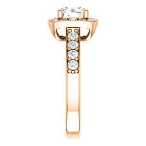 Cubic Zirconia Engagement Ring- The Payton (Customizable Round Cut with Segmented Cluster-Halo and Large-Accented Band)