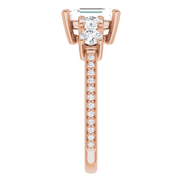 Cubic Zirconia Engagement Ring- The Denae (Customizable 5-stone Radiant Cut Design Enhanced with Accented Band)