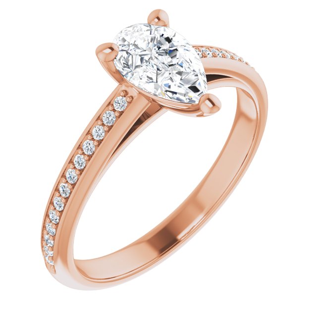 10K Rose Gold Customizable Cathedral-set Pear Cut Style with Shared Prong Band