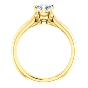 Cubic Zirconia Engagement Ring- The Jan (Customizable Cushion Cut Thick-Split Band Solitaire)