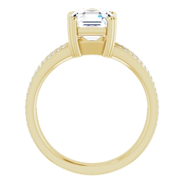 Cubic Zirconia Engagement Ring- The Carlotta (Customizable Asscher Cut Center with 100-stone* "Waterfall" Pavé Split Band)