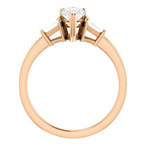 Cubic Zirconia Engagement Ring- The Hazel Rae (Customizable Pear Cut Design with Quad Baguette Accents and Pavé Band)