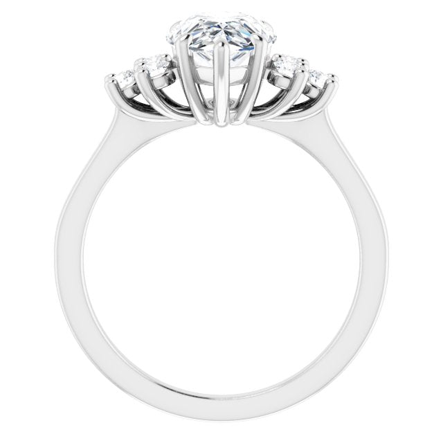 Cubic Zirconia Engagement Ring- The Gwendolyn (Customizable Pear Cut 7-stone Prong-Set Design)