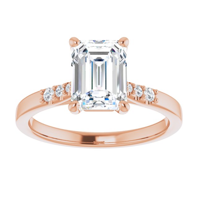 Cubic Zirconia Engagement Ring- The Kayla Love (Customizable 7-stone Radiant Cut Cathedral Style with Triple Graduated Round Cut Side Stones)