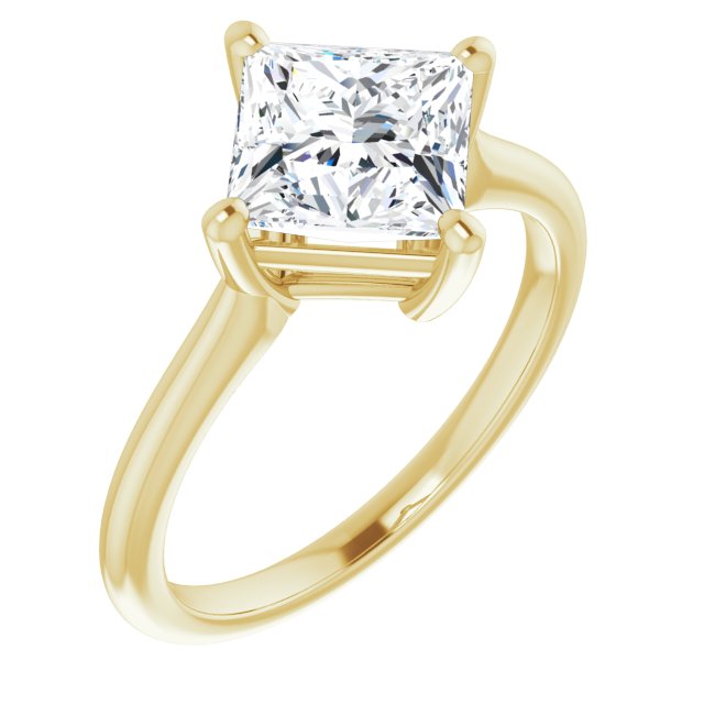 10K Yellow Gold Customizable Princess/Square Cut Solitaire with Raised Prong Basket