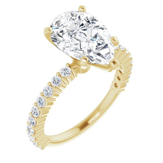 10K Yellow Gold Customizable 8-prong Pear Cut Design with Thin, Stackable Pav? Band