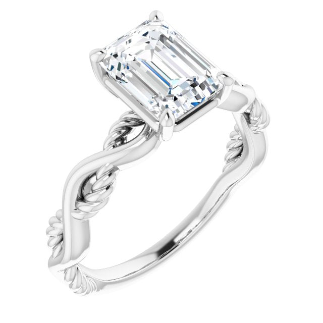 Cubic Zirconia Engagement Ring- The Marja (Customizable Emerald Cut Solitaire with Twisting Split Band)