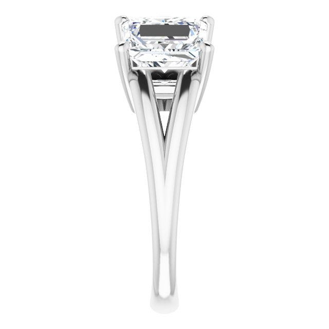 Cubic Zirconia Engagement Ring- The Janice (Customizable Two-Stone Princess/Square Cut with Split Band)
