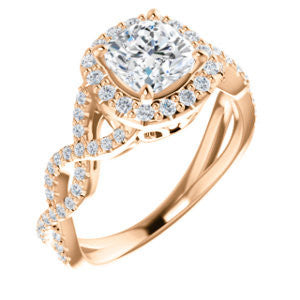 Cubic Zirconia Engagement Ring- The Benita (Customizable Cushion Cut with Infinity Split-band Pavé and Halo)
