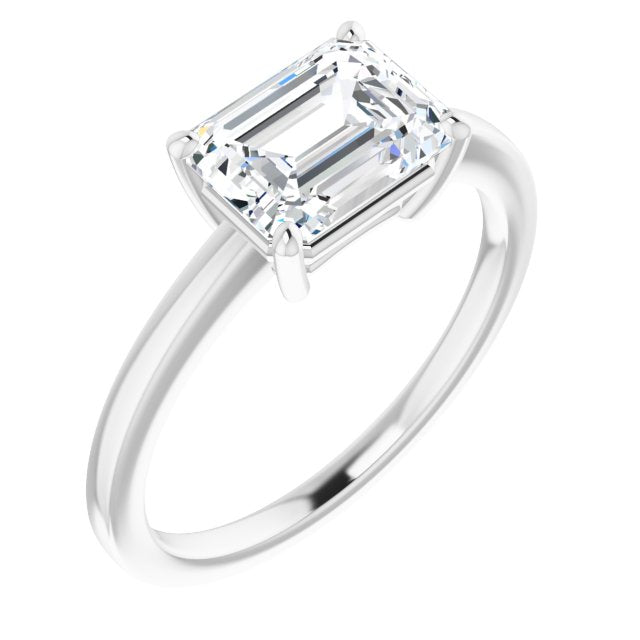 Cubic Zirconia Engagement Ring- The Avril (Customizable Bowl-Prongs Emerald Cut Solitaire with Thin Band)