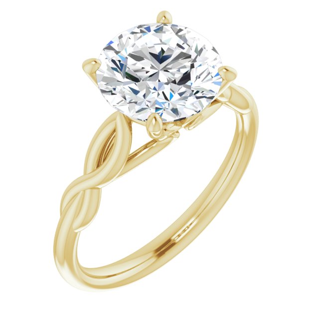 10K Yellow Gold Customizable Round Cut Solitaire with Braided Infinity-inspired Band and Fancy Basket)