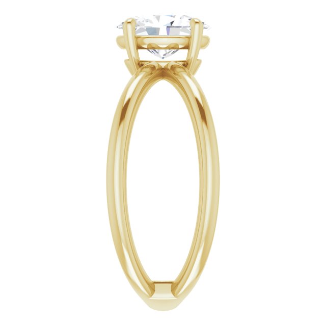 Cubic Zirconia Engagement Ring- The Bǎo (Customizable Oval Cut Solitaire with Semi-Atomic Symbol Band)