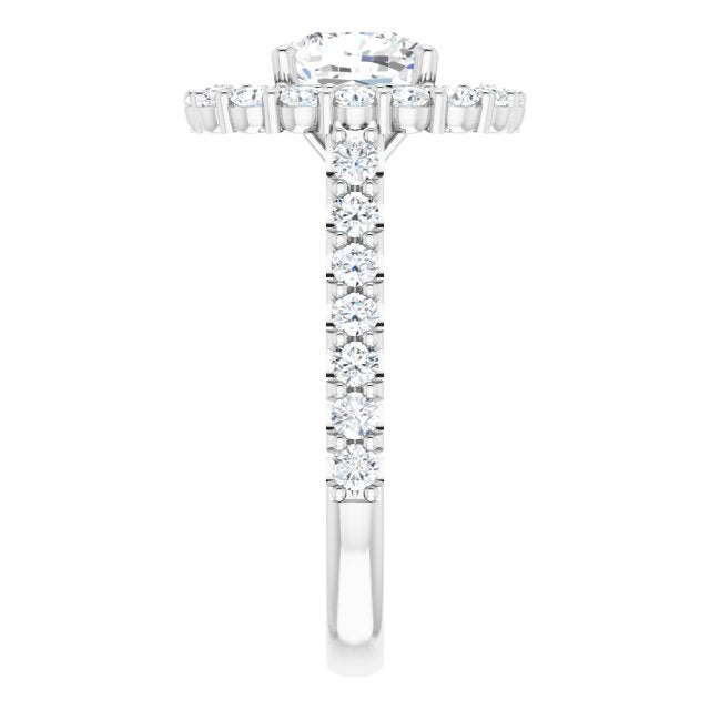 Cubic Zirconia Engagement Ring- The Flora (Customizable Cushion Cut Cathedral Style with Oversized Halo)
