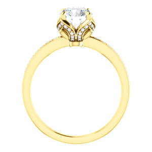 CZ Wedding Set, featuring The Sandy engagement ring (Customizable Prong-Accented Round Cut Style with Thin Pavé Band)