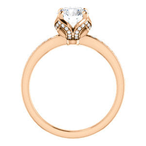 CZ Wedding Set, featuring The Sandy engagement ring (Customizable Prong-Accented Round Cut Style with Thin Pavé Band)