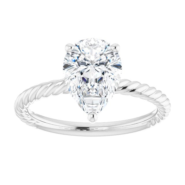 Cubic Zirconia Engagement Ring- The Donna Lea (Customizable Pear Cut Solitaire featuring Braided Rope Band)