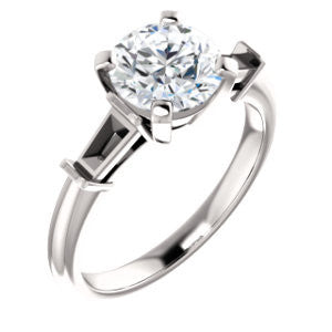 Cubic Zirconia Engagement Ring- The Monica (Customizable Round Cut Center with Dual Tapered Baguettes)