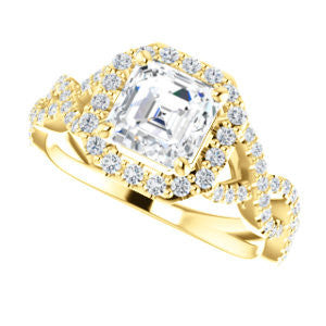 CZ Wedding Set, featuring The Benita engagement ring (Customizable Asscher Cut with Infinity Split-band Pavé and Halo)