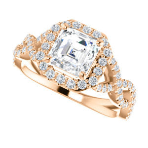 CZ Wedding Set, featuring The Benita engagement ring (Customizable Asscher Cut with Infinity Split-band Pavé and Halo)
