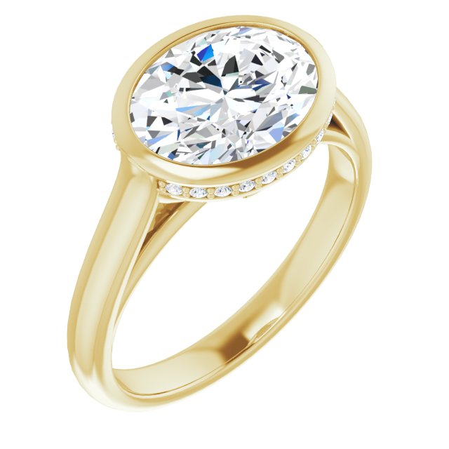 10K Yellow Gold Customizable Oval Cut Semi-Solitaire with Under-Halo and Peekaboo Cluster