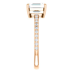 Cubic Zirconia Engagement Ring- The Delilah (Customizable Emerald Cut Petite Style with 3/4 Pavé  Band)