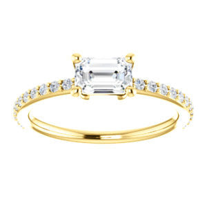 Cubic Zirconia Engagement Ring- The Blaire (Customizable Radiant Cut with Petite Pavé Band)