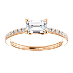 Cubic Zirconia Engagement Ring- The Blaire (Customizable Radiant Cut with Petite Pavé Band)