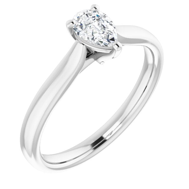 10K White Gold Customizable Cathedral-Prong Pear Cut Solitaire