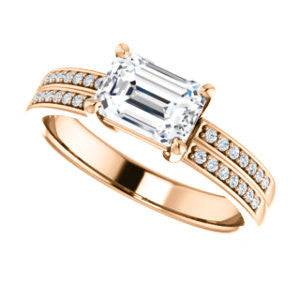 CZ Wedding Set, featuring The Lyla Ann engagement ring (Customizable Radiant Cut Design with Wide Double-Pavé Band)