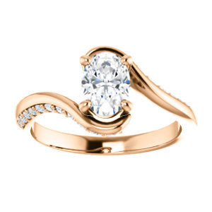 Cubic Zirconia Engagement Ring- The Nicola (Customizable Oval Cut Style with Twisting Bypass Band featuring Inset Pavé Accents)