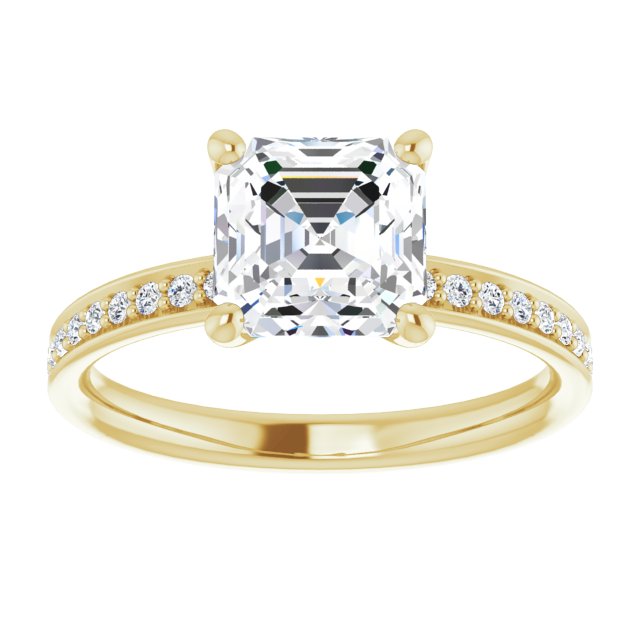 Cubic Zirconia Engagement Ring- The Helena (Customizable Classic Prong-set Asscher Cut Design with Shared Prong Band)