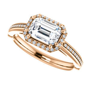 Cubic Zirconia Engagement Ring- The Letitia (Customizable Cathedral-set Radiant Cut Halo Style with Pavé Band)