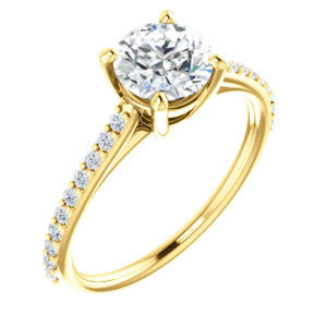 Cubic Zirconia Engagement Ring- The Tanisha (Customizable Cathedral-set Round Cut Design with Thin Pavé Band)