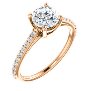 Cubic Zirconia Engagement Ring- The Tanisha (Customizable Cathedral-set Round Cut Design with Thin Pavé Band)