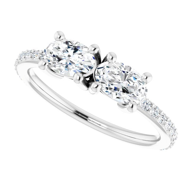 Cubic Zirconia Engagement Ring- The Minerva (Customizable Enhanced 2-stone Oval Cut Design with Ultra-thin Accented Band)