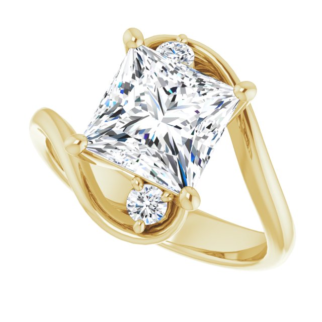 Cubic Zirconia Engagement Ring- The Clarice (Customizable 3-stone Princess/Square Cut Setting featuring Artisan Bypass)