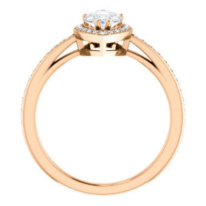 Cubic Zirconia Engagement Ring- The Kira (Customizable Cathedral-Halo Pear Cut Design with Thin Pavé Band)