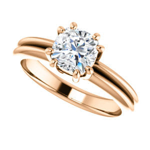 Cubic Zirconia Engagement Ring- The Reese (Customizable Cushion Cut Solitaire with Grooved Band)