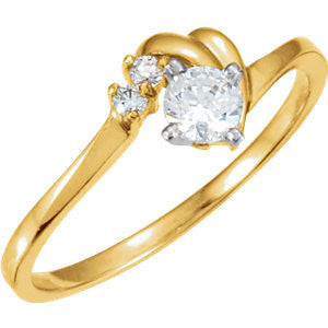 Cubic Zirconia Engagement Ring- The Brenna (Customizable 3-stone with Love Knots Artisan Band)