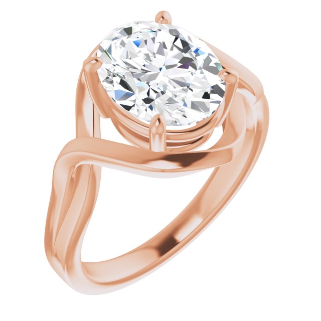 10K Rose Gold Customizable Oval Cut Hurricane-inspired Bypass Solitaire